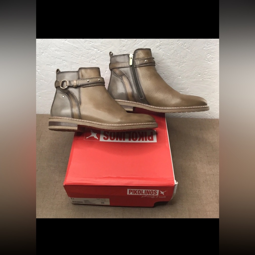 Pikolinos W8J-8571C1 Olive Women's Ankle Boots Size 10-10.5 Brown Leather EU 41
